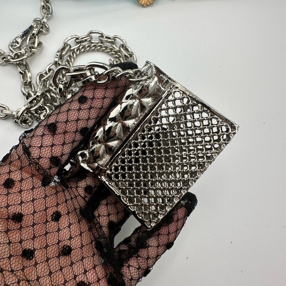 Anthropologie Mini Double Silver Chain Charm Belt/Bag